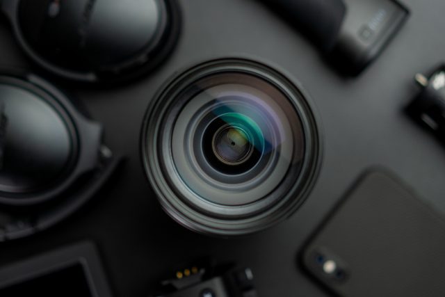 High Angle Shot Lens Headphones Gimbal Phone