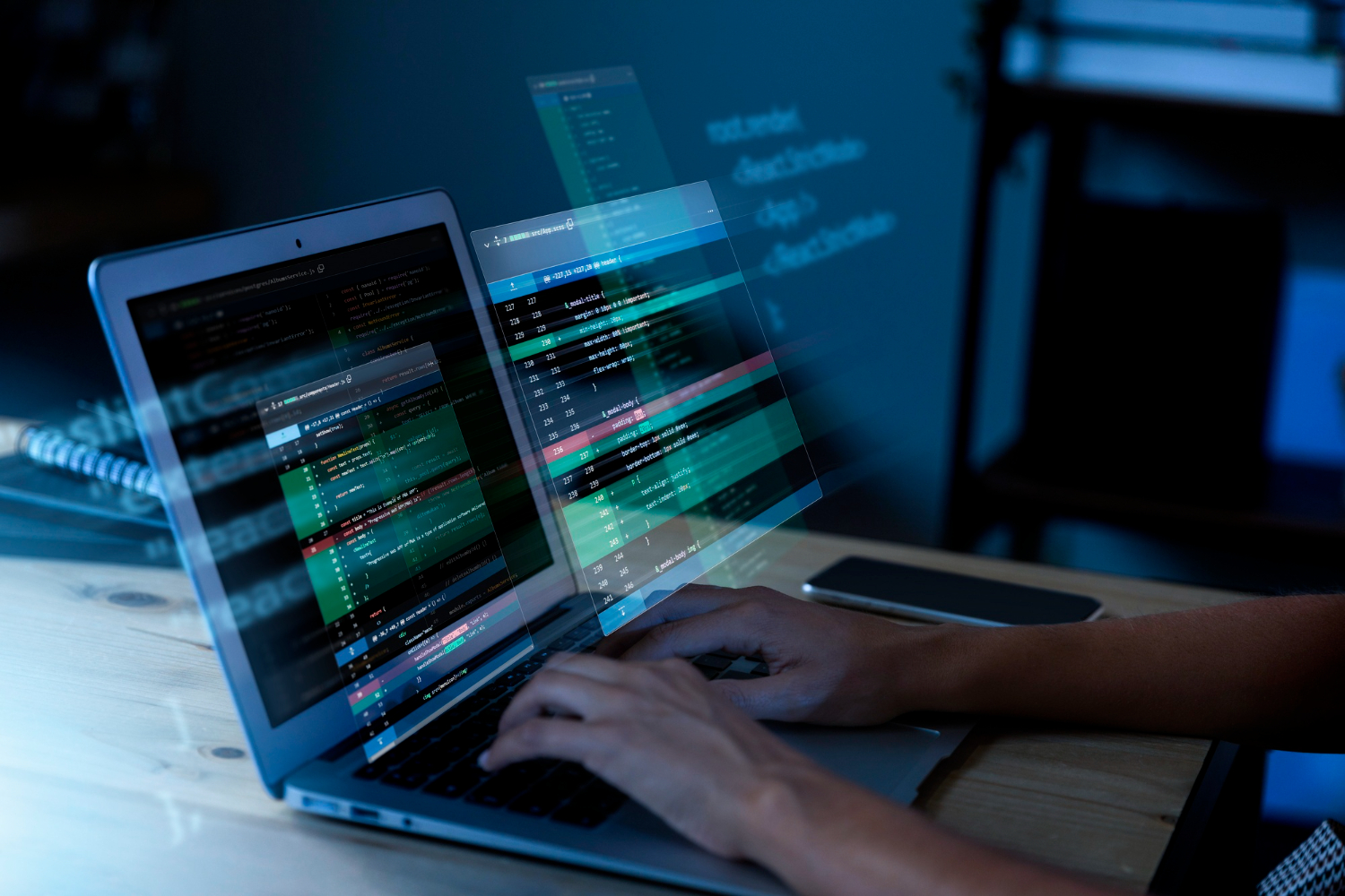 Programming Background With Person Working With Codes Computer
