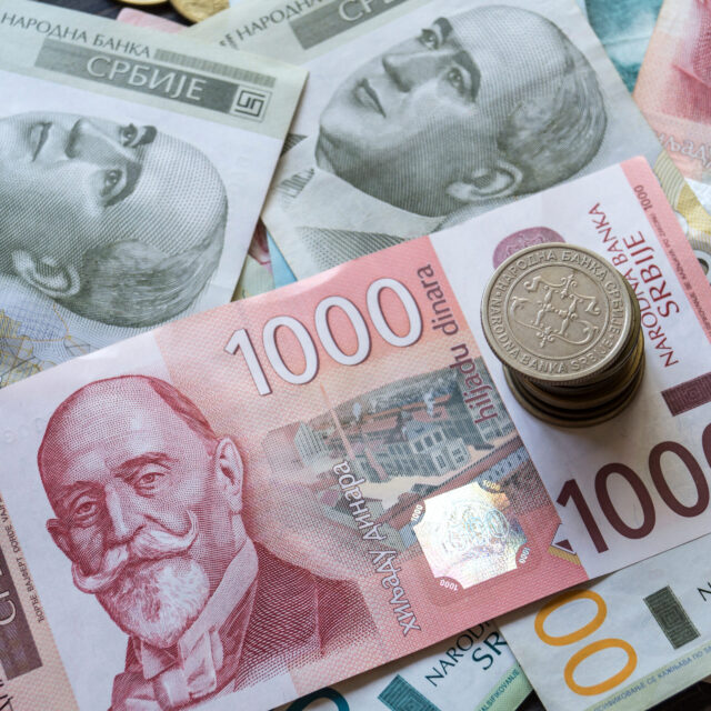 Serbian,money,dinar,as,background,top,view